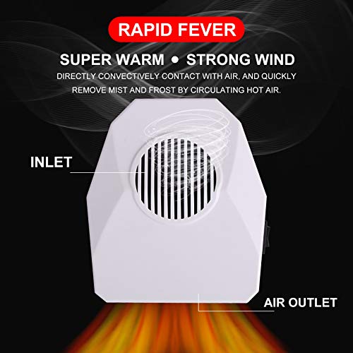 Portable Heater for Car, Car Heater & Cooling Fan 12V 150W Windshield Defogger Defroster, Fast Heating, 360-degree Rotation (White) - Thumbnail 3