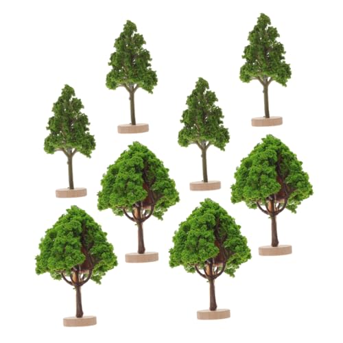 SAFIGLE 8個 ミニチュアモデルツリー プラスチック 素材 耐褪色性あり ミクロランドスケープ用リアル緑樹 ベース付き模型用行道樹 建築模型