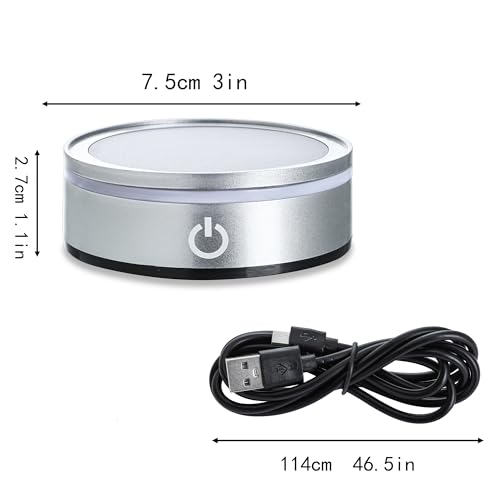 Image of ZEERSHEE LED Light Base for Acrylic 3D Glass Resin Art Colorful Lighted Round Display Stand Battery /USB Power(Flat)