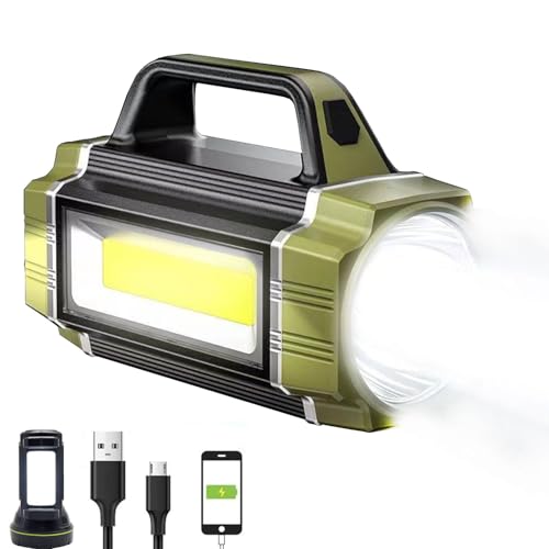 Rechargeable Solar LED Spotlight, Super Bright 13000LM Handheld LED Searchlight, Multi Function Camping Lantern Flashlight, 6 Light Modes, Power Bank, IPX4 Waterproof, for Emergency, Hiking, Home -  HAASHADA, SY-FL-002