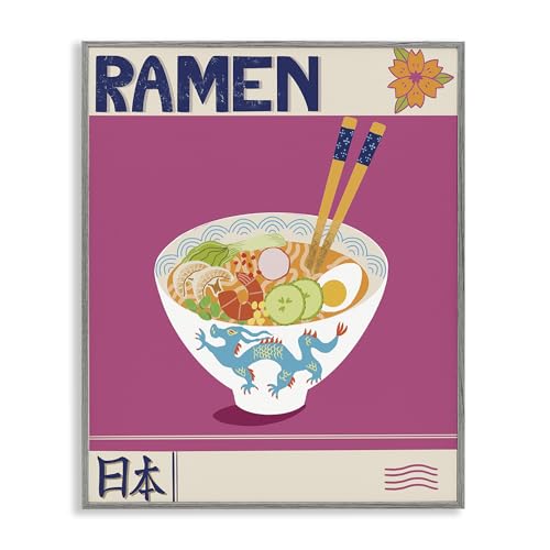 Stupell Industries 'Enchanted Japanese Ramen'�A�z����W�[�N���[�A�[�g�A�O���[�A40.5 x 60.8cm�A�|���₷�����A�č����AJo Reid��