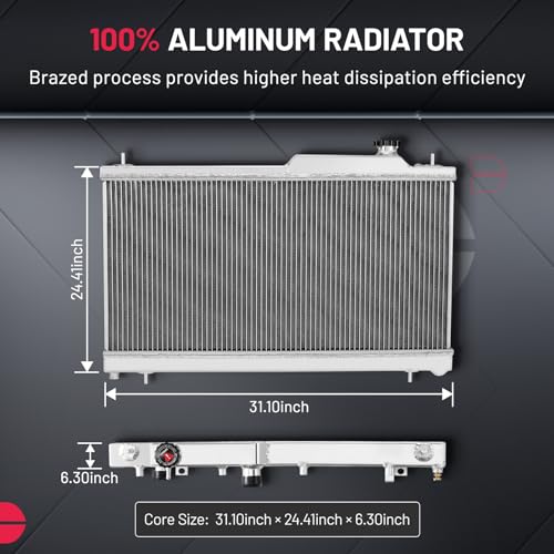Image of BDFHYK 2ROW-40MM MMRAD-STI-08 Aluminum Radiator Compatible with for Subaru 2008-2014 Impreza /2005-2009 Legacy /2005-2009 Outback /2015-2016 WRX STI H4 2.5L