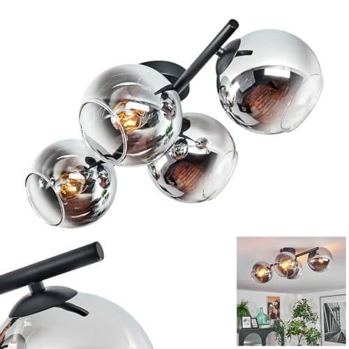 Plafonnier boules lumineuses chrome clair fumé Koyoto 4 lumières