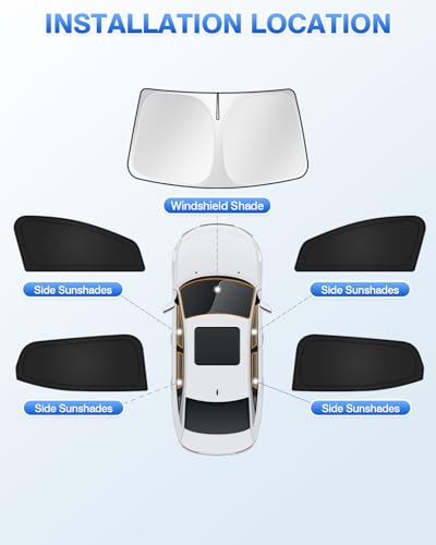 Image of Canvcle Window Shades for 2024-2025 2026 Chevrolet /Chevy Equinox EV Accessories Windshield Sun Shade Side Rear Window Covers Sunshade Sun Shield Privacy Protection for Camping Keep Car Cool Black 5PCS