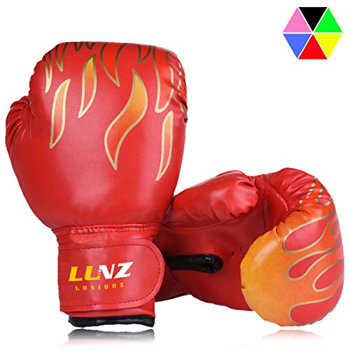 Luniquz Kids Boxing Gloves for Punching Bag Training, 4 OZ 6 OZ Fit 3 to 14 YR, Red