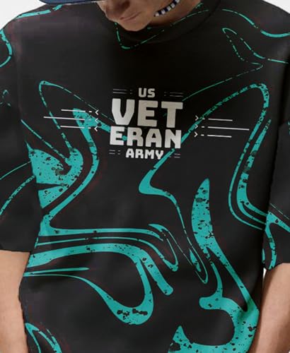 Image of FORCE Men's Stylish Cotton Blend Printed Half Sleeve Tshirt Black