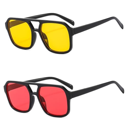 Image of Retro 70s Square Aviator Sunglasses Women Men Vintage Rectangle Sunglasses Flat Frame Trendy Shades