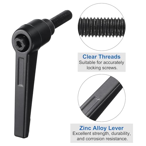 Image of uxcell 4pcs Clamping Lever Adjustable Handle Set Metric M6 x 20mm Male & M6 Female Thread Level Handles Hand Stud Knobs Quick Release Black for Lathe Machinery