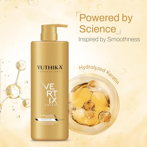 Image of Yuthika Professional Vertix Hydrolyzed Keratin Shampoo Ultimate Care & Restoration 1000ml I Post Care Shampoo For Straightened Hair, Salon Like Smooth Hair