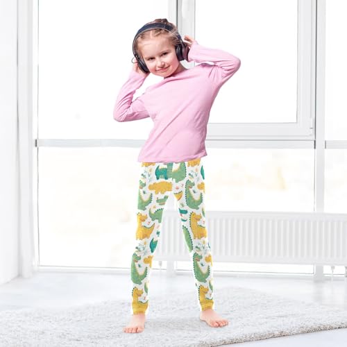 KLL Cute Cartoon Crocodile Alligator Toddler Girls Basic Leggings Stretch High Waisted Workout Pants Sports4