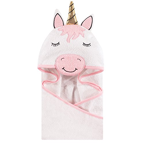 Hudson Baby Unisex Baby Cotton Animal Face Hooded Towel, Modern Unicorn, One Size