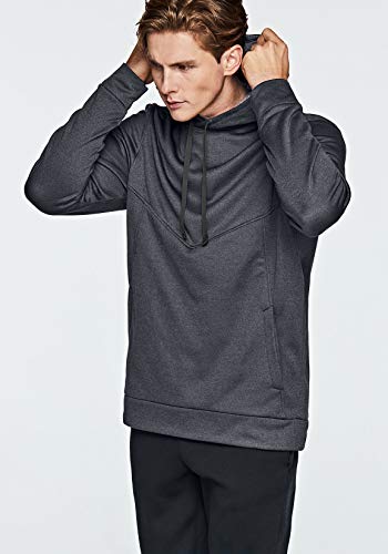 Tsla Men's Fleece Pullover Hoodies, Thermal Warm Winter Hooded Sweatshirt, Sports Running Workout Hoodie, Performance Hoodie Dark Grey, Small #TOP3
