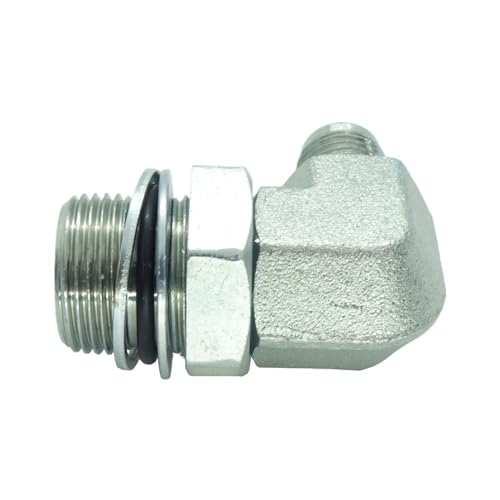Image of 1 Piece Hydraulic Fitting 3 /8 Male JIC (9 /16 inch-18) X M22 x 1.5 Male Metric 90 Degree Elbow Adapter