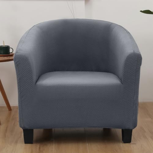 Image of SearchI Club Chair Slipcover Stretch Barrel Chair Covers Jacquard Tub Chair Slipcovers Spandex Armchair Sofa Cover Removable Couch Furniture Protector Cover for Living Room(Waterproof Fabric-Grey)