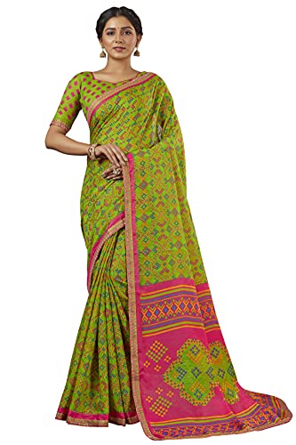 Image of Glory Sarees Women's Brasso Saree with Blouse Piece (Brasso Bandhani101Parent)