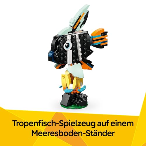LEGO Creator Wilde Tiere: Tropischer Tukan - 3-in-1-Spiel Tier verwandelt Sich in Schmetterling Minifigur oder Fisch - Kreatives Spielzeug - Geschenk für Mädchen und Jungen ab 7 Jahren 31173