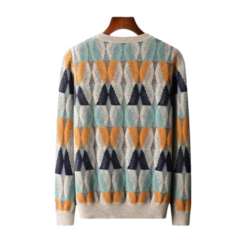 Men's Round Neck Soft Sweater Contrast Color Casual Business Thick Bottom Large Size Pullover3