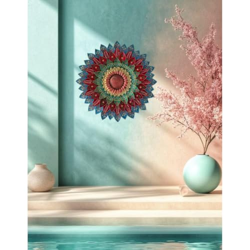 Image of SETHI AESTHETIC Metal Designer Flower Wall Decor, Flower Wall Art, Decor item,- Size 21 X 21 inch (Metallic Designer Blue)