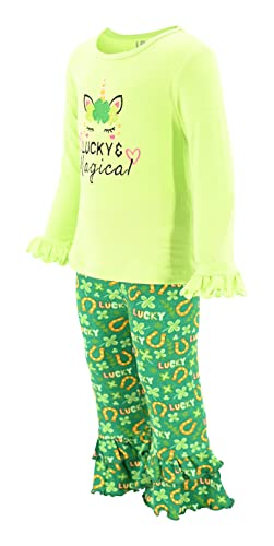 Image of Unique Baby 2 Piece Girls Double Ruffle Leggings and Long Sleeve Shirt Clothes Set Kid and Toddler Girl Outfit