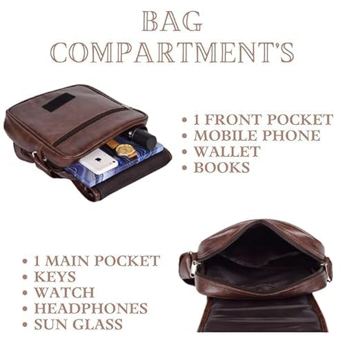 Image of Unique Side Bag One Side Shoulder Bag For Men & Women Leatherite bag Travel Bag Trendy Bag Leather Bag Office Bag