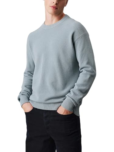 Pull Calvin Klein Jeans en coton mélangé bleu à coupe droite