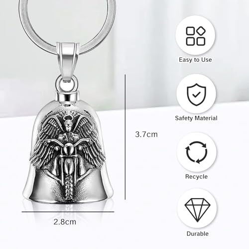 Image of NIIIYTYB Motorcycle Angel Bell for Riders Guardian Bell for Bikers Men's Good Luck Charm Keychain Accessory for Motorcycles Campana de la Suerte for Men Protective Biker Bells