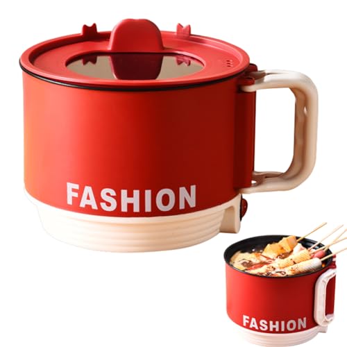 寮折り畳み電気煮鍋 多機能軽食料理カップラーメン鍋 学生用折り畳み電気煮鍋 卓上ポット ミニ電気炊飯器 折りたたみ電気調理器 寮/自宅/旅行用 旅行用折りたたみポット (レッド)