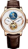 LOBINNI Men's Mechanical Skeleton Watch - Automatic Movement with Calendar -Week Display - Sapphire Crystal - Genuine Leather Strap - Fashion Casual Wristwatch (Rose-White-Brown)