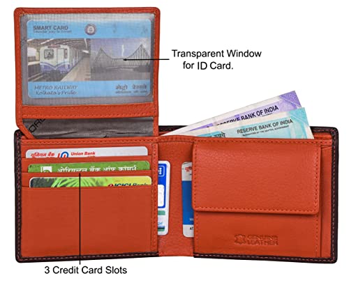 Kyle Leather Wallet for Men, Brown/Orange, Contemporary4