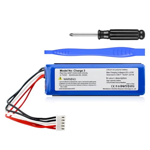 OHZHAO 8200mAh Replacement Battery for JBL Charge 3, GSP1029102A 330SL Speaker, 2025 Upgrade High Capacity 3.7V Battery with Repair Tool Set