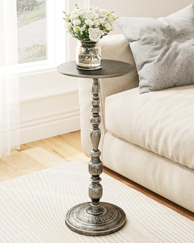 Antique Side Table, Art Deco Vintage Metal End Table 25" Height, ...