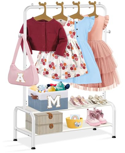 Kids Clothing Rack - Freestanding Costume Storage with Shelves for Toddlers and Babies