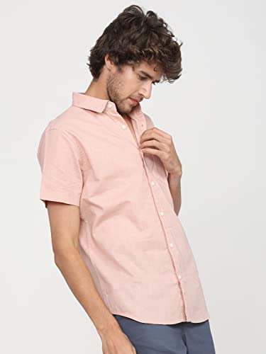 Image of Ketch Men's Cotton Slim Fit Solid Half Sleeve Shirt