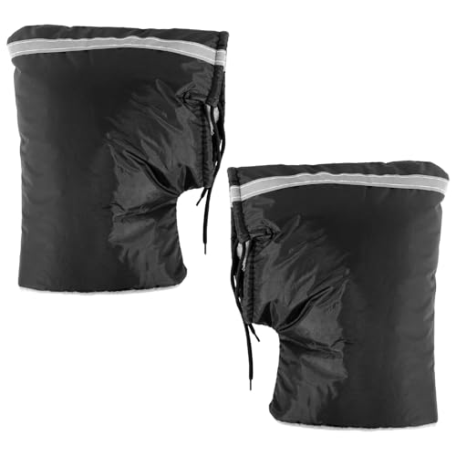 CAINCAY Motorrad Lenker Handschuhe, Motorrad Lenkerstulpen mit Reflektierenden Streifen und Plüschigem, Warme Muffs Winter Thermo Winddicht Lenkerstulpen für Motorrad Roller