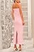 PRETTYGARDEN Women's Summer Bodycon Long Dresses Strapless Tube Twist Knot Front Ribbed Knit Elegant Maxi Dress with Slit (Pink,Small)
