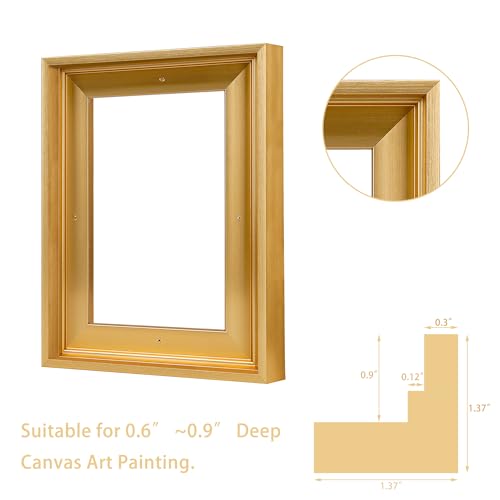 Image of Canvas Frames for 8 inchx10 inchPaintings with 0.6 inch~0.9 inch Deep Gold | VAREIHNAZ Canvas Floater Frames for 8 inchx10 inchCanvas Paintings,Floating Frames for Wall Decor,No Glass or Back(Gold)