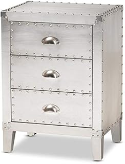 Bowery Hill Contemporary Silver Metal 3-Drawer Nightstand