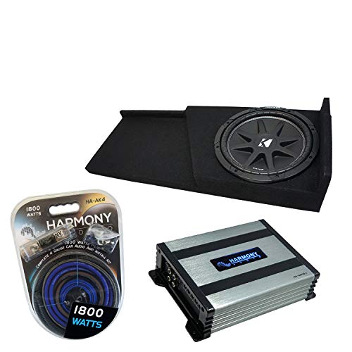 Harmony Audio Compatible with 2007-2013 Chevy Silverado Extended Cab Truck Kicker Bundle Comp C10 Single 10 Sub Box Enclosure & Harmony HA-A400.1 Amp