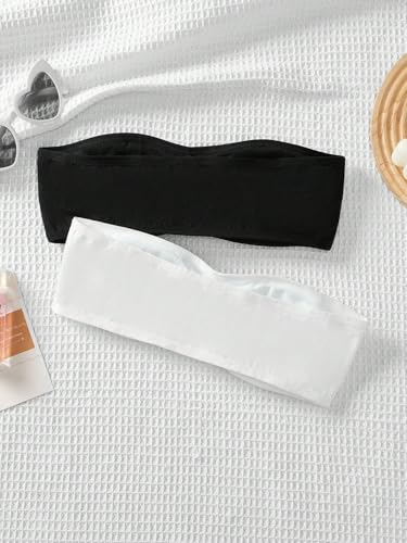 WDIRARA Girl's 2 Piece Ruched Bandeau Bras Sleeveless Strapless Tube Bras Set2