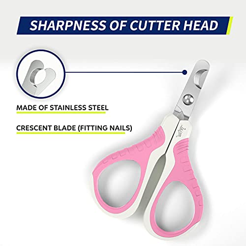 Image of WePet Pet Nail Clippers U07.1, Professional Claw Trimmer, Bended Scissor Special for Cats, Kittens, Dogs, Puppies, Small Animals, White /Thulian Pink
