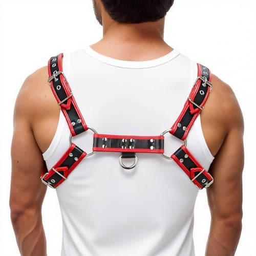 Men's Chest Harness Belt, Thickened PU Leather Body Harness Belt for Men, Adjustable Male Punk Chest Shoulder Harness Muscle Show Fashion Costumes for Cosplay Party2