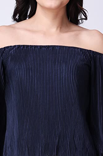 Image of POPWINGS Casual Wrinkle Off Shoulder Crop Top for Women - Designer Stylish Western Full Sleeves