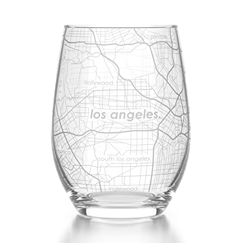 Well Told LA Map Stemless Wine Glass 15 oz