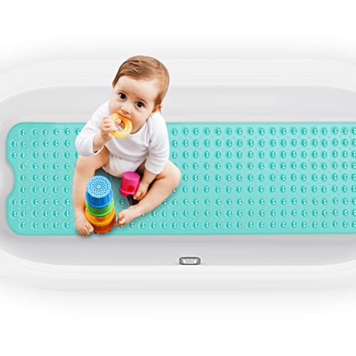 Tiikiy Tapis de Baignoire Antidérapant, Extra Long Tapis de Bain Lavable en Machine, Tapis de Douche Anti-moisissures avec 200 Ventouse, sans phtalate de Latex(100 x 40 cm) Cover