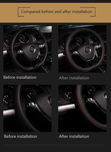 Pahajim Auto Lenkradbezug D Form 38CM/15'' PU Leder rutschfest Flachem Boden Lenkradhüllen Steering Wheel Cover für Männer Frauen (Beige)
