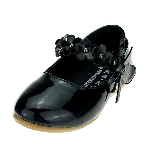 Kids PU Flower Slip on Flats Fashion Oxford,Black,Toddler 6.5M