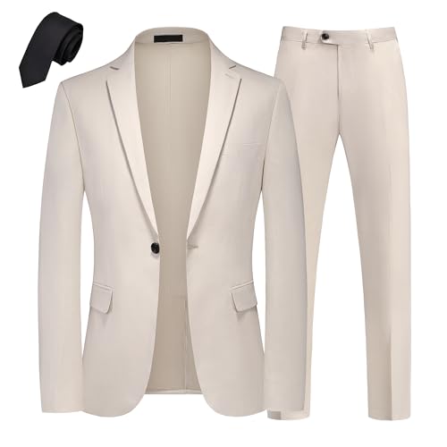 UNINUKOO Mens 2 Piece Suit Linen Summer Top Blazer Pants Sets Beach Wedding Wear Vacation Prom Suits for Men2