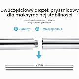 Görbach Zestaw prysznicowy z półką prysznicową, mydelniczką, ze stali nierdzewnej, drążek prysznicowy 0,7 m, drążek prysznicowy z uchwytem na słuchawkę prysznicową i wężem, okrągły, chrom