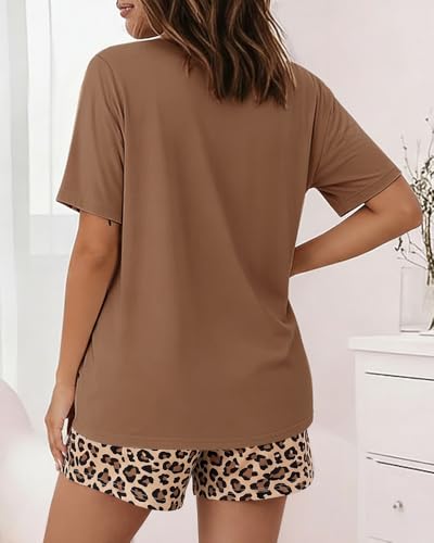 Image of CHICME Pajamas Set for Women 2 Piece Pjs Lounge Set Soft Short Sleeve Tops and Sleep Shorts with Pocket