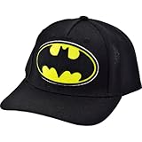 DC Comics Batman Baseball Cap, Adult Polyester Hook and Loop Adjustable Hat with Curved Brim for Men and Women, Black, One Size